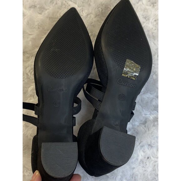 Cuccoo Sock Heels Pointed Toes Size 40 Black Stunning Block Heel Comfort Stretch - Picture 4 of 8